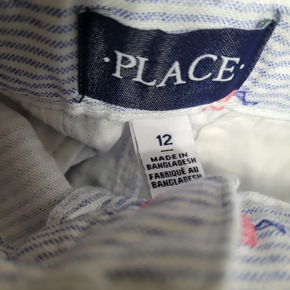 Children's Place Flamingo Striped Chino Shorts Size 12‎